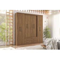 Guarda Roupa Casal 8 Portas e 4 Gavetas Nápoles Jatoba/Atacama - Santos Andirá