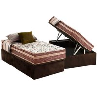 Conjunto Box Baú Solteiro: Colchão Molas Herval Bonnel Assis + Base CRC Suede Brown(88x188)