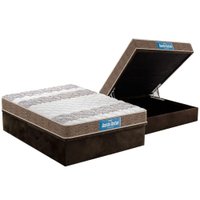 Cama Box Baú Casal: Colchão Anatômico Probel D33 / Guarda Costas PróIntense Double Face + Base CRC Suede Brown(138x188)