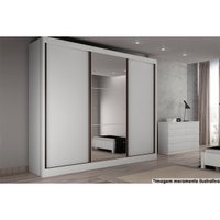 Guarda Roupa 3 Portas de Correr e 6 Gavetas c/ Espelho Natus Branco - Novo Horizonte
