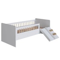 Cama Montessoriana de Solteiro com Escada e Escorrega Linha Affetto Branca