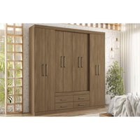 Guarda Roupa Casal 8 Portas e 4 Gavetas Nápoles Jatoba/Ebano - Santos Andirá