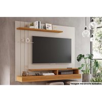 Painel Home p/TV até 50 Polegadas Valência Plus c/ Prateleira e Nichos 160x135cm Off White/Nature - Permóbili