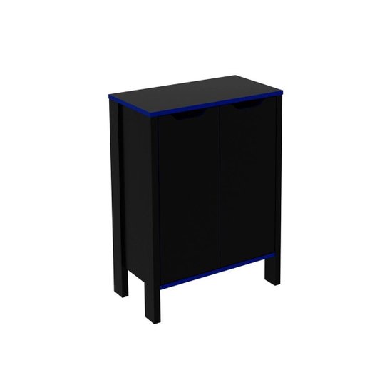 Multiuso Quarto Juvenil Armário ME4164 c/ 2 Portas Preto/Azul - Tecno Mobili