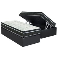 Conjunto Box Baú Solteiro: Colchão Molas Orthoflex Bonnel Venezia + Base CRC Suede Gray(88x188)