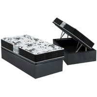 Cama Box Baú Solteiro: Colchão Anatômico Probel D28 / ProDormir Advanced Tech1000 + Base CRC Suede Gray(88x188)