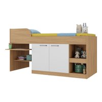 Cama Solteiro Multifuncional para Colchão 188 x 78cm com 2 Portas e Escrivaninha Multimóveis MP4230