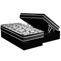 Conjunto Box Baú Solteiro: Colchão Espuma Luckspuma D45 Gran Luck Pro + Base CRC Suede Black(88x188)
