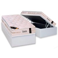 Cama Box Baú Solteiro: Colchão Molas Castor Pocket Kingdom Aloe Vera + Base CRC Courano White(88x188)