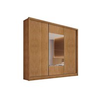 Guarda Roupas 3 Portas de Correr e 8 Gavetas c/ Espelho Arezzo Plus Freijo Cumaru - Novo Horizonte