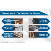Cozinha Completa Thela Hibisco 5 Peças (2Aéreo+2Balcões+1Paneleiro) CZ74 Aveiro/Grafite - Telasul