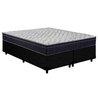 Cama Box Queen: Colchão Anatômico Ortobom D45/EP Airtech 150 Ortopilow + Base CRC Courano Black(158x198)