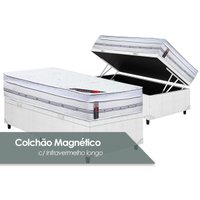 Cama Box Baú Solteiro: Colchão Magnético Castor Pocket Gold Star + Base CRC Courano White(88x188)