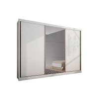 Guarda Roupa Casal 3 Portas de Correr e 8 Gavetas c/ Espelho Natus/Duna Branco - Novo Horizonte