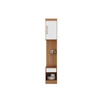 Módulo de Quarto Solteiro Armário Mesa Cabeceira Módena 71100 c/ 1 Porta e 1 Gaveta Amendola/Branco - Demóbile