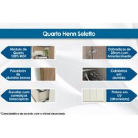 Quarto Casal Modulado Seletto 6 Peças (1 Ponte + 1 Closet + 2 G Roupas + 2 Complementos) QMH06 Areia/Jequitibá - Henn