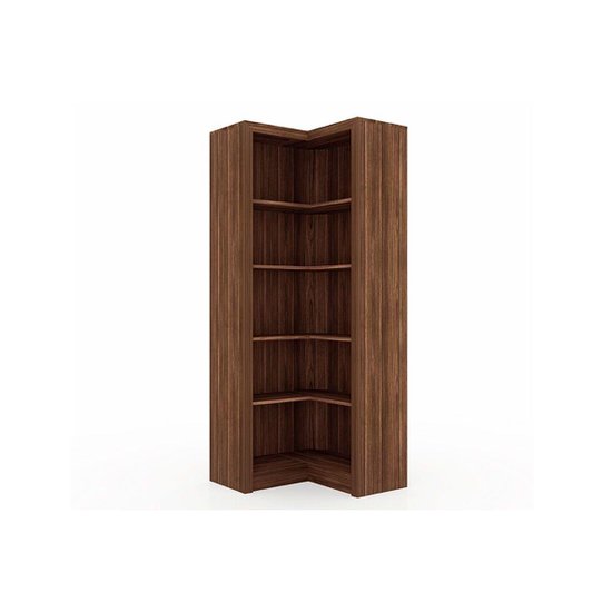 Guarda Roupa Closet de Quarto Canto Oblíquo ME4132 c/ 4 Prateleiras Aberto s/ Portas Nogal - Tecno Mobili