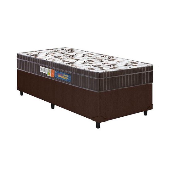 Cama Box Solteiro: Colchão Espuma D45 Polar Pérola Brown + Base CRC Courano Brown(88x188)
