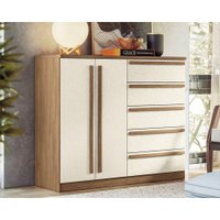 Cômoda Casal Malaga 2.5 2 Portas e 5 Gavetas jatoba/Areia - Santos Andirá