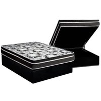 Conjunto Box Baú Casal: Colchão Espuma Luckspuma D45 Gran Luck Pro + Base CRC Suede Black(138x188)