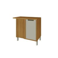 Balcão de Cozinha Imperatriz Canto Reto 1 Porta c/ Tampo 93cm Freijo/Off White - Nesher
