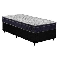 Cama Box Solteiro: Colchão Anatômico Ortobom D45/EP Airtech 150 Ortopilow + Base CRC Courano Black(88x188)