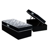 Cama Box Baú Solteiro: Colchão Ortopédico Probel D33 / EP ProDormir Advanced Tech1500 + Base CRC Suede Preto(88x188)