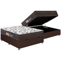 Conjunto Box Baú Casal: Colchão Espuma Polar D45 Pérola Euro Pillow + Base CRC Courano Brown(138x188)