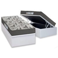 Cama Box Baú Solteiro: Colchão Espuma D33 Ortobom  / EP ISO 100 Ultra Firme + Base CRC Courano White(88x188)