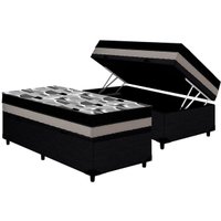 Cama Box Baú Solteiro: Colchão Ortopédico Ortobom D33 / EP ISO 100 Double Face + Base CRC CouranoBlack(88x188x20)