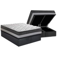 Conjunto Box King: Colchão Molas Herval Maxspring Minsque C1625 + Base Box Baú CRC Suede Gray(193x203x27)