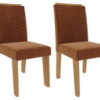 Cadeira Sala de Jantar Clarice Kit 2 Un Savana/Nature/Madeira-Suede Bege - Cimol
