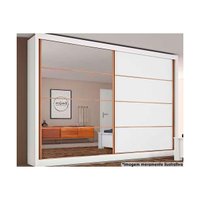 Guarda Roupa Casal 2 Portas de Correr e 6 Gavetas e c/1 Espelho Sevilha Branco - Europa