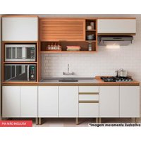 Cozinha Completa Thela Macadâmia 5 Peças (2Aéreos+2Balcões+1Paneleiro) CZC25 Freijo/Branco - Telasul