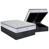 Conjunto Box Baú King: Colchão Molas Herval MasterPocket Ensacadas Toledo + Base CRC Suede Gray(193x203)