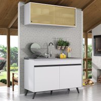Armário de Cozinha Compacta 2 peças  Veneza Multimóveis MP2140.964 Branco/Preto