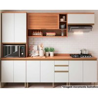 Cozinha Completa Thela Macadâmia 5 Peças (2Aéreos+2Balcões+1Paneleiro) CZC24 Freijo/Branco - Telasul