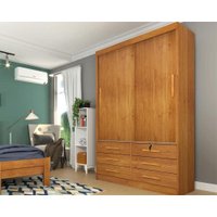 Guarda Roupa Solteiro 2 Portas de Correr e 6 Gavetas Chicago Cinamomo - Tcil Móveis