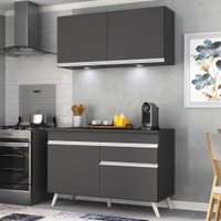 Armário de Cozinha Compacta 2 peças com Leds MP2012.898 Veneza Up Multimóveis Preto