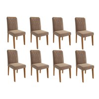 Cadeira Sala de Jantar Nicole Kit 8 Un Savana/Suede Pluma - Cimol