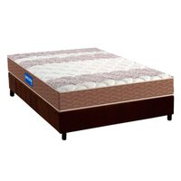 Cama Box Casal: Colchão Espuma D33 Probel Guarda Costas + Base CRC Suede Brown(138x188)