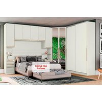 Quarto Casal Modulado Seletto 5 Peças (1 Ponte + 1 Closet + 1 G Roupa + 2 Complementos) QMH05 Areia - Henn