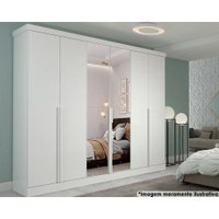 Guarda Roupa 6 Portas  e 6 Gavetas c/ Espelho Guarapari Branco - Panan