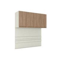 Armário Ponte Modulado Aéreo Casal MC11 Seletto c/ 4 Portas cor Areia/Jequitibá - Henn