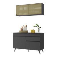Armário de Cozinha Compacta 2 peças MP3688.895 Veneza Multimóveis Preto