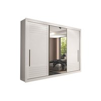 Guarda Roupa 3 Portas de Correr e 6 Gavetas c/ Espelho Vitória Branco - Panan