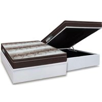 Cama Box Baú Casal: Colchão Ortopédico Ortobom Light + Base CRC Courano White(138x188)