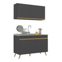 Armário de Cozinha Compacta 2 peças Veneza Multimóveis MP2141.130 Preto