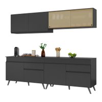 Armário de Cozinha Compacta 4 peças MP3696.895 Veneza Multimóveis Preto