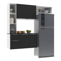 Armário de Cozinha Compacta com Balcão Sofia Multimóveis V2003 Branco/Preto